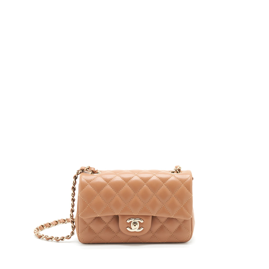 23P Caramel Chanel Mini Flap with top handle, Luxury, Bags