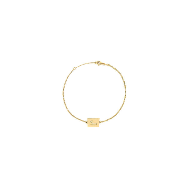 Celine Alphabet J Bracelet In Brass Gold Tone