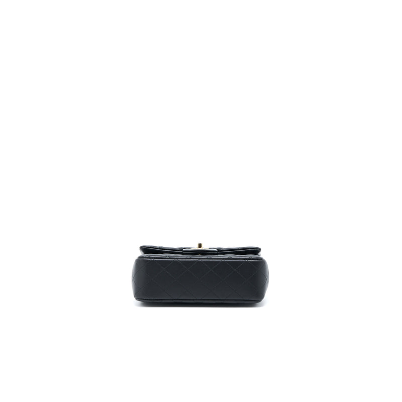 Chanel Top Handle Mini Rectangular Flap Bag Lambskin Black LGHW (Microchip)