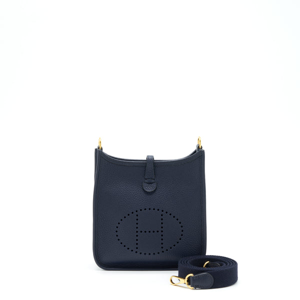 Hermes Mini Evelyne Clemence Blue Nuit/Blue Indigo GHW Year 2020