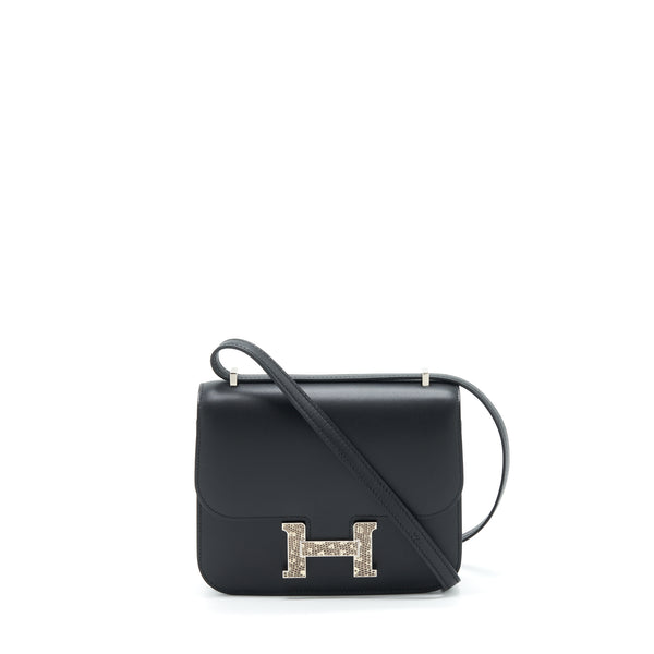 Hermes Mini Constance Monsteur Leather Lizard Buckle Black/ Ombre SHW Stamp Y