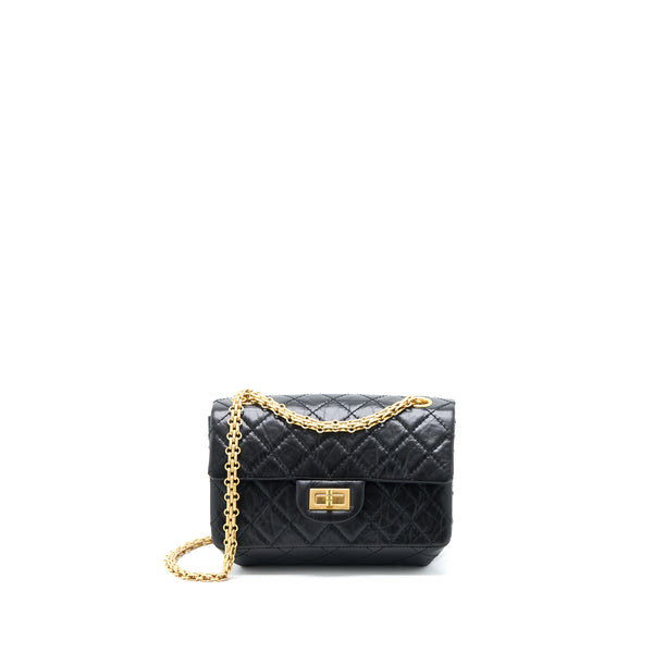 Chanel Mini 2.55 Reissue Flap Bag Aged Calfskin Black Brushed GHW (Microchip)