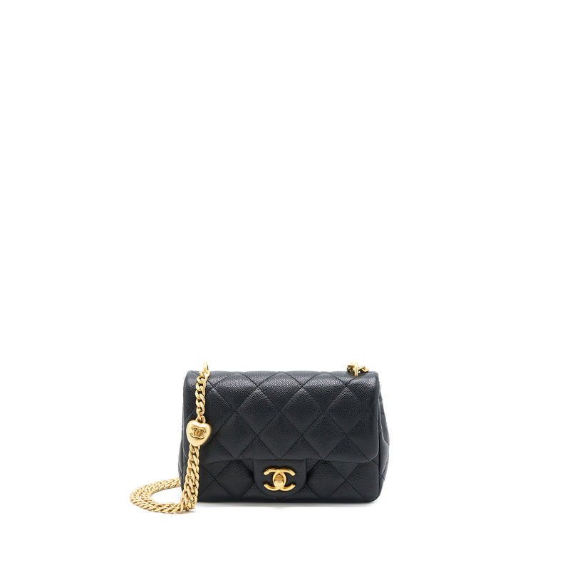 Chanel 23P Mini Coco Love Flap Bag Caviar Black GHW (Microchip)