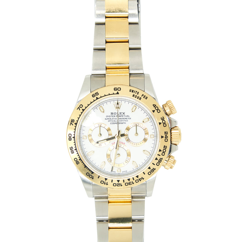 Rolex Cosmograph Daytona 40mm 116523 White Dial Oystersteel and Yellow Gold