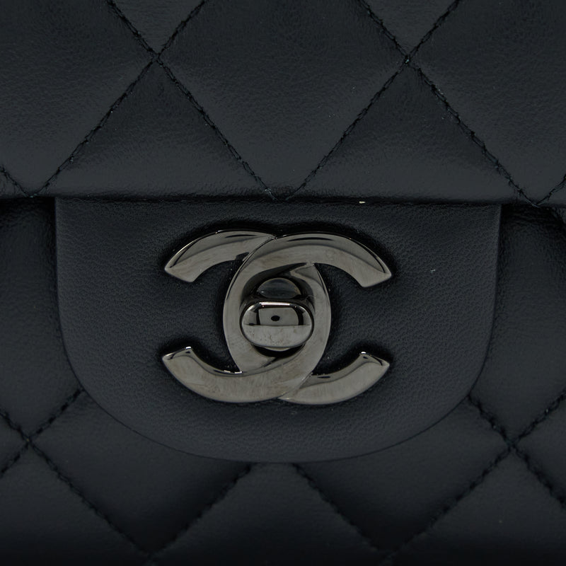 Chanel Medium Classic Double Flap Bag Lambskin So Black with Black Har