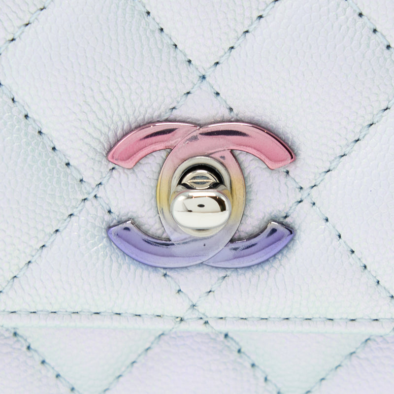 Chanel Small Coco Handle ombré Iridescent light Blue Multicolour Hardware (Microchip)