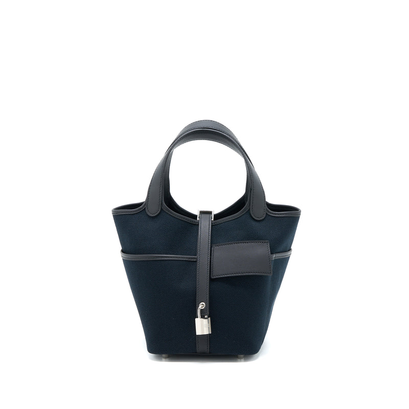 Hermes Picotin Cargo 18 Lock Bag Swift/Toile Canvas Black SHW Stamp U