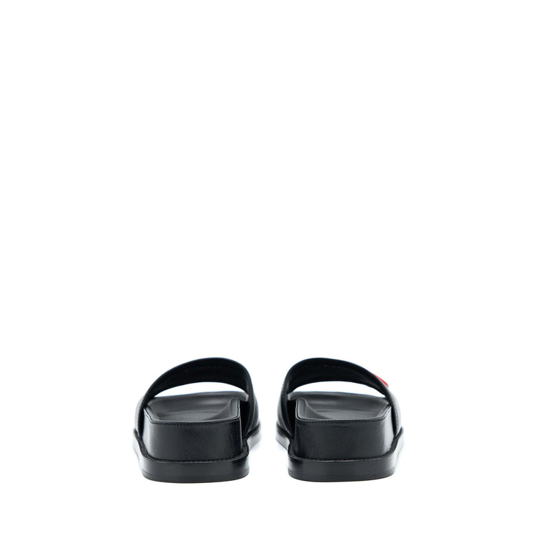 Chanel Size 37.5 Logo Multicolour Letter Slides Black