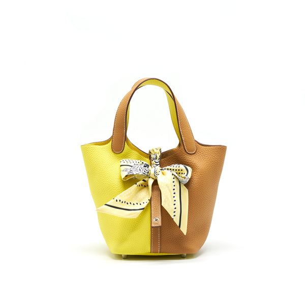 Hermes picotin Lock 18 Bag lime/ sesame stamp Y with a twilly