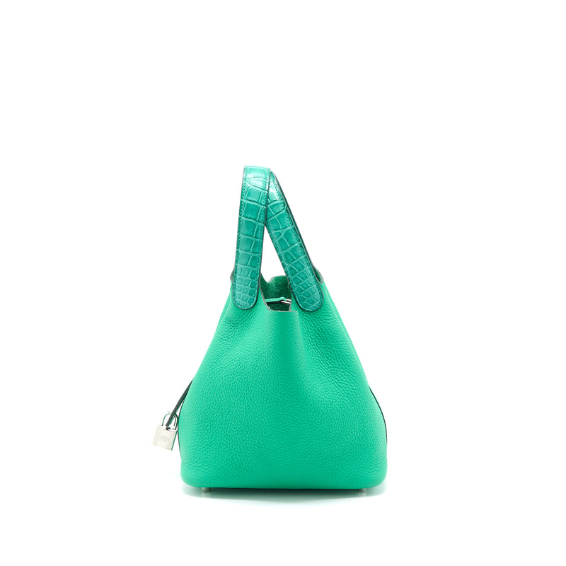 Hermes Picotin 18 Lock Bag Alligator Touch Clemence Menthe/Vert Jade SHW Stamp Z