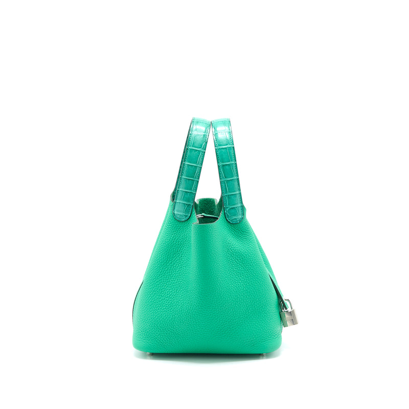 Hermes Picotin 18 Lock Bag Alligator Touch Clemence Menthe/Vert Jade SHW Stamp Z