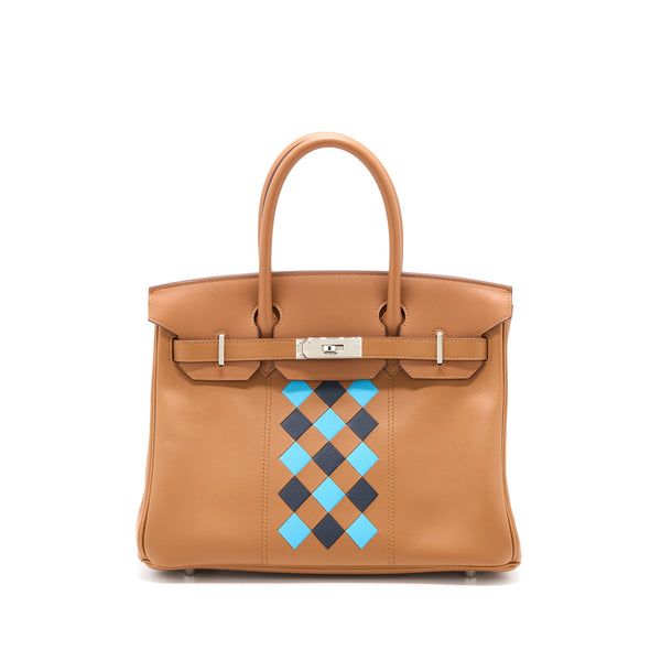 Hermes Birkin 30 Tressage Swift/Epsom Gold/Bleu Indigo/Bleu Nord SHW Stamp D