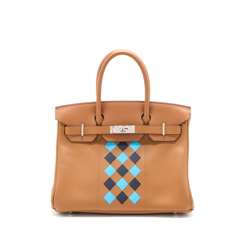 Hermes Birkin 30 Tressage Swift/Epsom Gold/Bleu Indigo/Bleu Nord SHW Stamp D