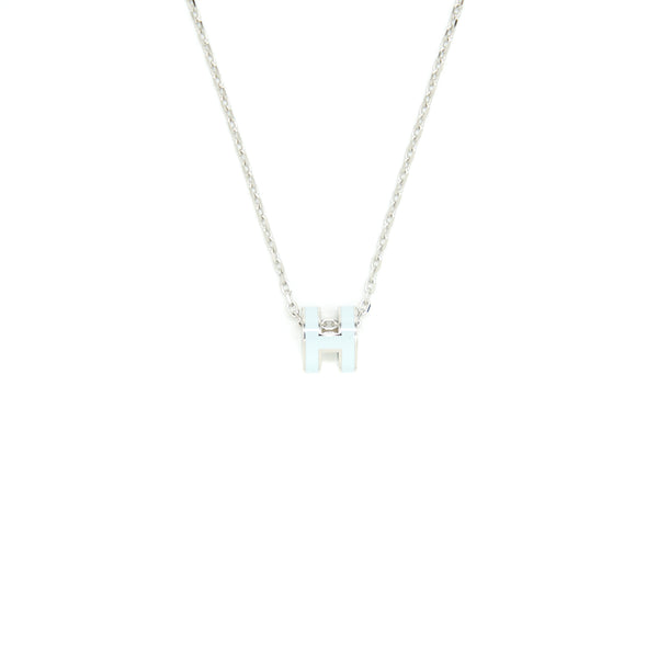Hermes Mini Pop H Pendant Blue Zephyr SHW