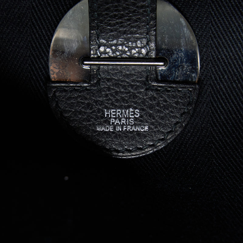 Hermes Colorado GM Bag Vache Liegee Leather / Canvas Black SHW Stamp Square J