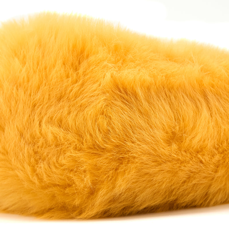 Miumiu Shearling Shoulder Bag Suede Lining Yellow GHW
