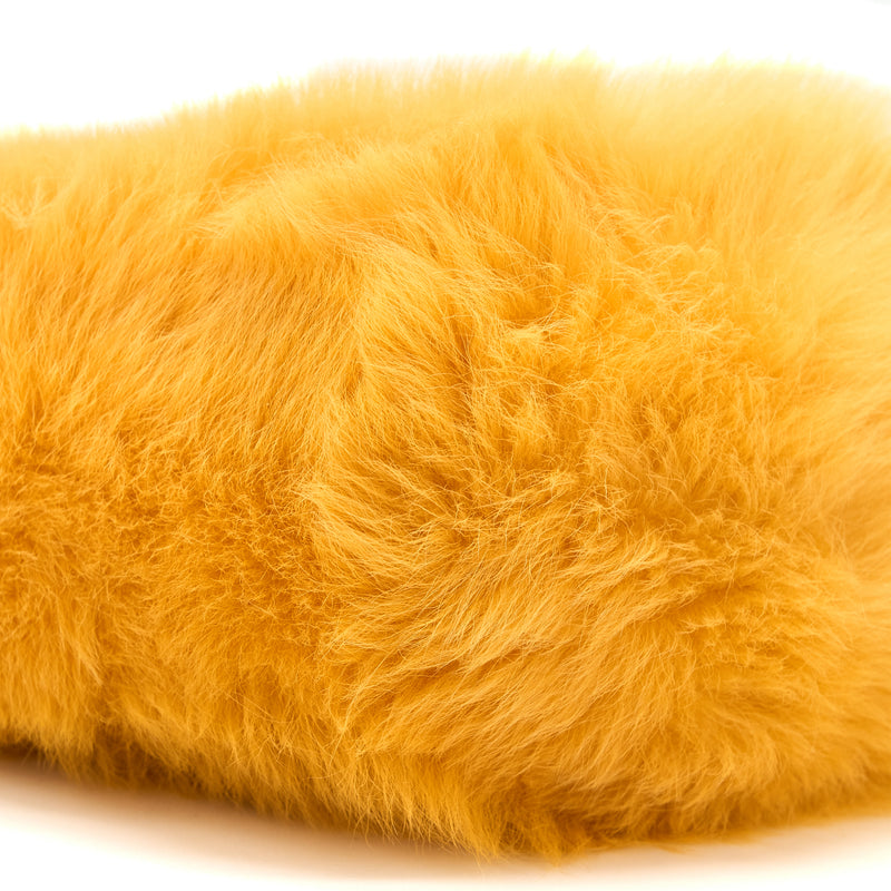 Miumiu Shearling Shoulder Bag Suede Lining Yellow GHW