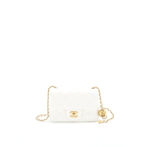 Chanel 21B Pearl Crush Square mini flap Bag White GHW