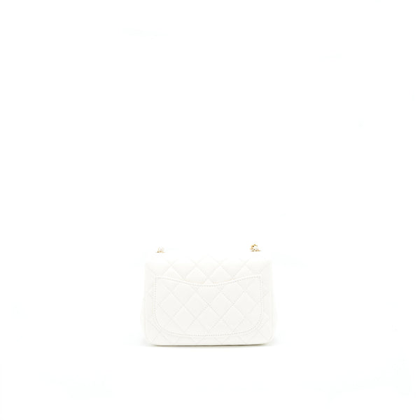 Chanel 21B pearl crush Mini Square flap Bag White GHW