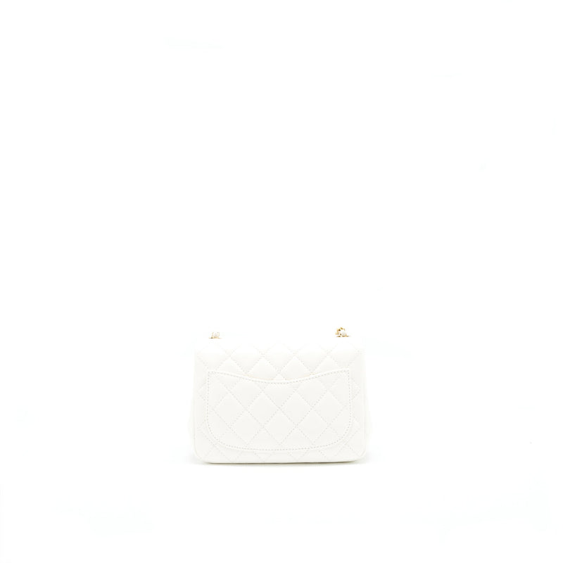 Chanel 21B pearl crush Mini Square flap Bag White GHW