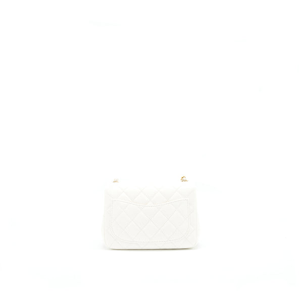 Chanel 21B Pearl Crush Square mini flap Bag White GHW