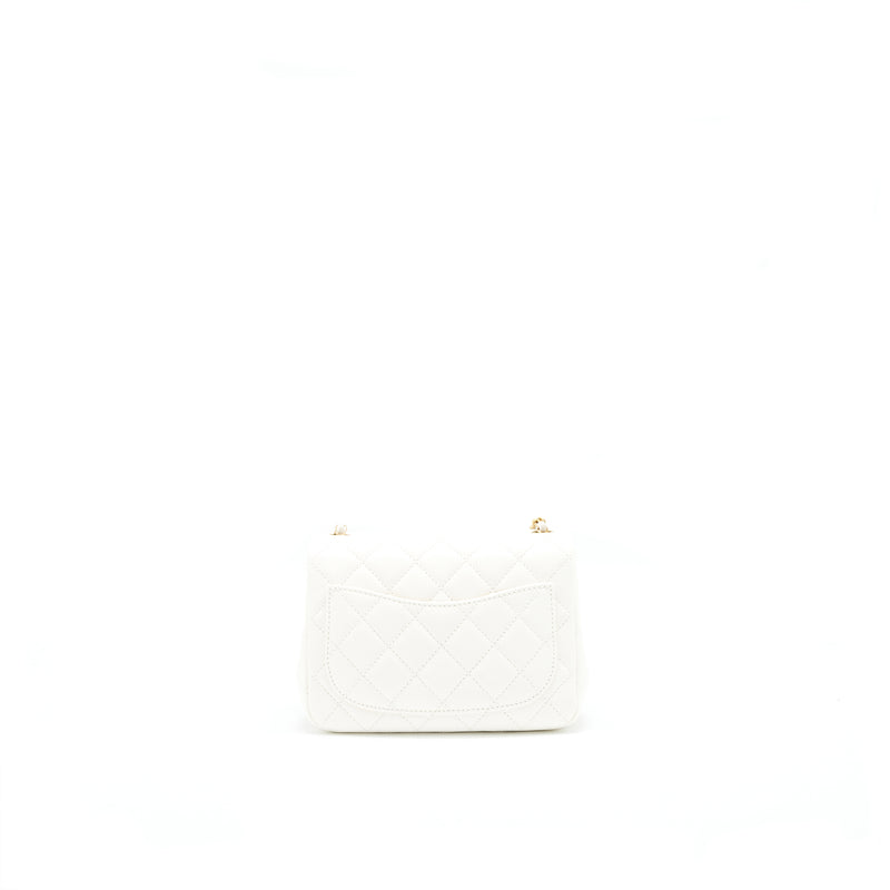 Chanel 21B Pearl Crush Square mini flap Bag White GHW