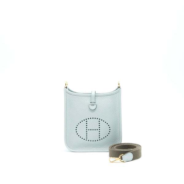 Hermes mini Evelyne Blue Pale/ Gris Etain strap GHW