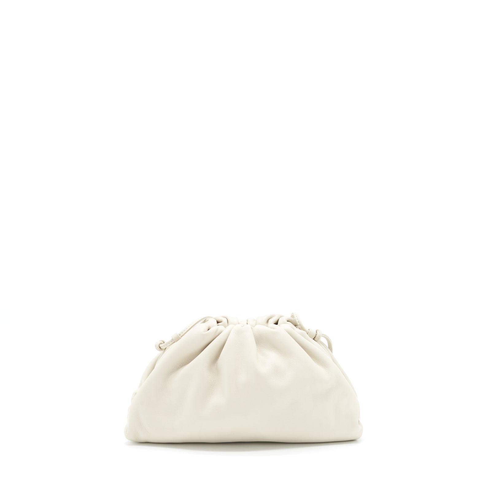 BOTTEGA VENETAミニ ホワイトラムスキン Pouch20*13cm Bottega Veneta Mini Pouch Calfskin Plaster