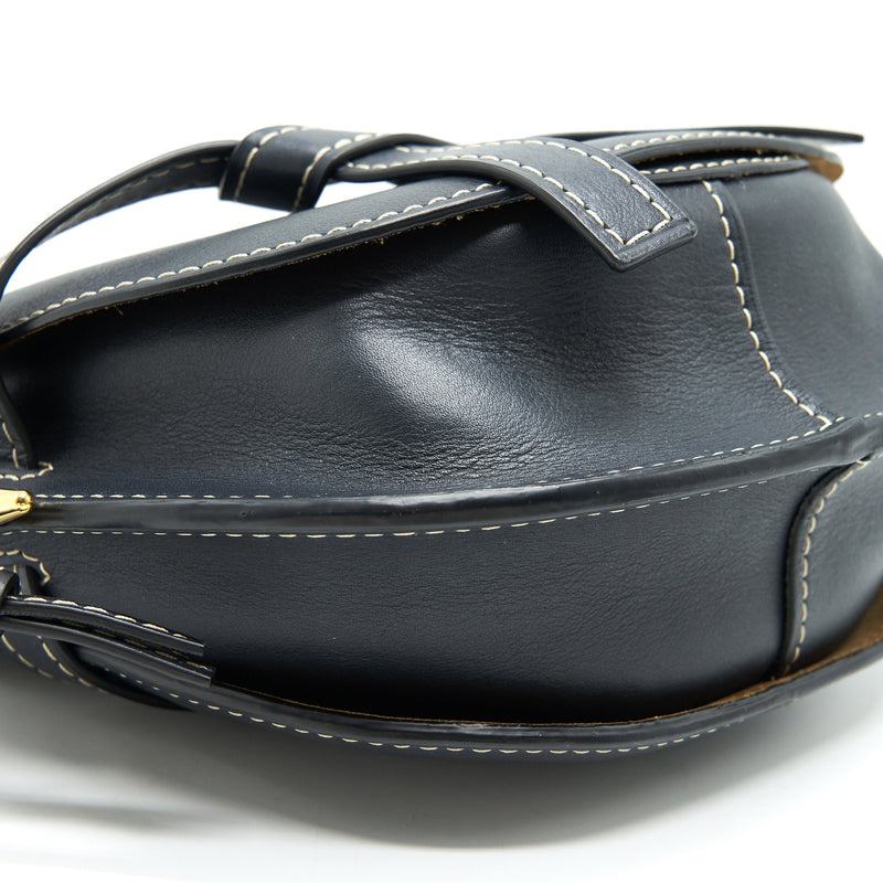 LOEWE Small Gate Leather Saddle Bag Midnight Blue
