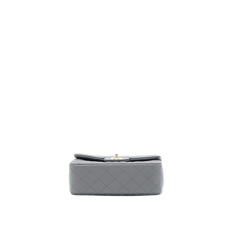 Chanel 22A Mini Rectangular Flap Bag Lambskin Grey LGHW (Microchip).