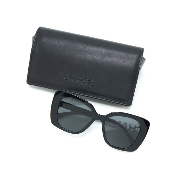 Chanel 5422 Square Sunglasses Crystal Black/White