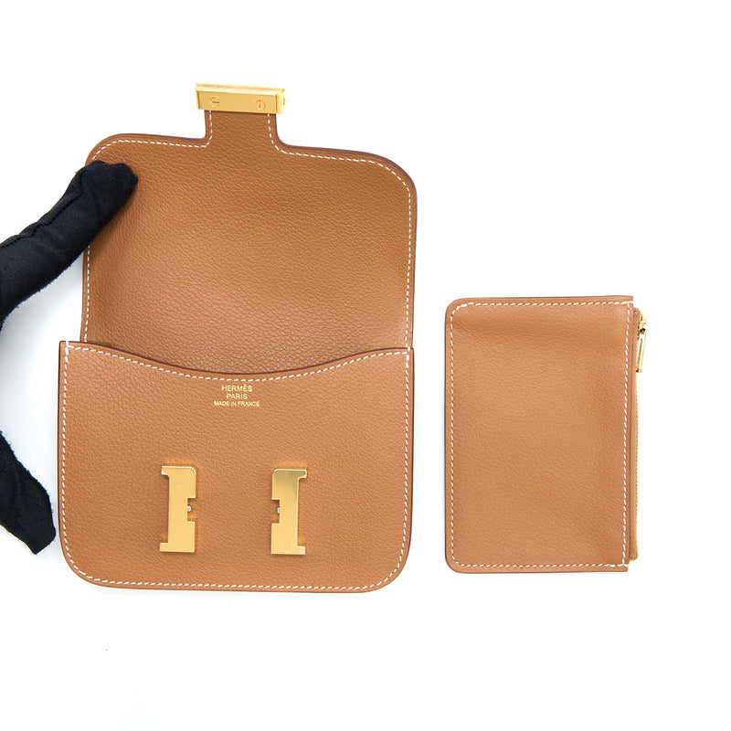 Hermes Constance Slim Evercolor Gold GHW Stamp U