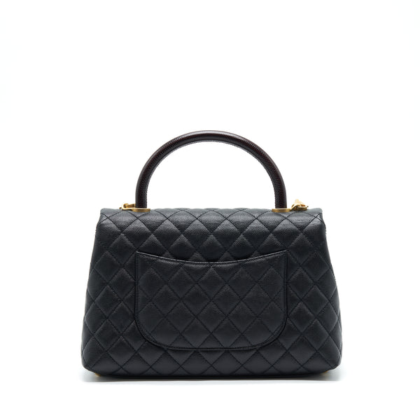 Chanel Medium Coco Handle With Lizard Embossed Handle Caviar Black GHW