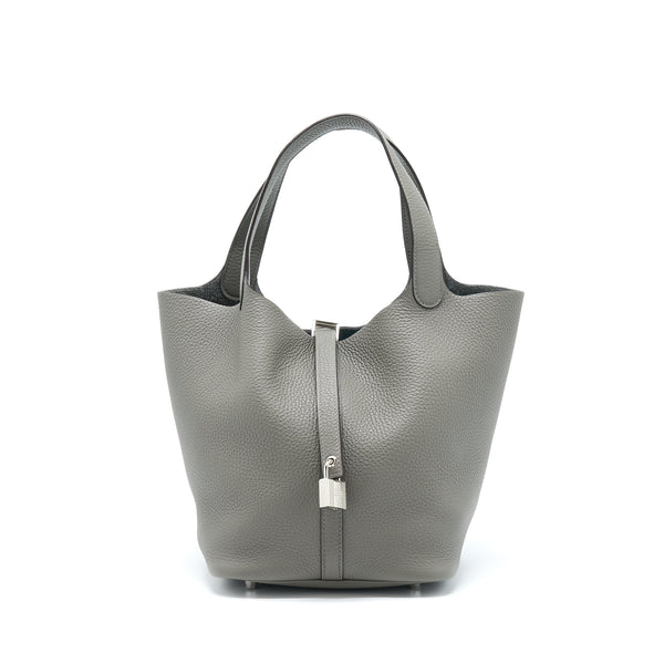Hermes Picotin 22 Lock Bag Clemence 0L Gris Meyer SHW Stamp U