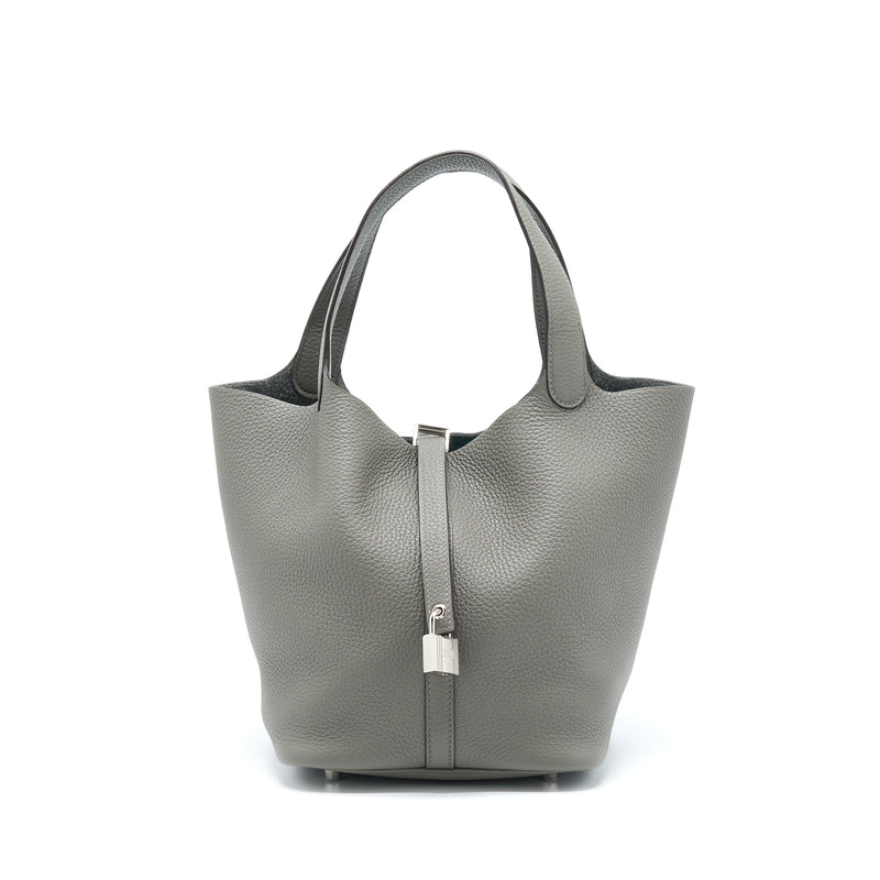 Hermes Picotin 22 Lock Bag Clemence 0L Gris Meyer SHW Stamp U
