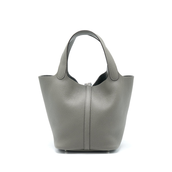 Hermes Picotin 22 Lock Bag Clemence 0L Gris Meyer SHW Stamp U