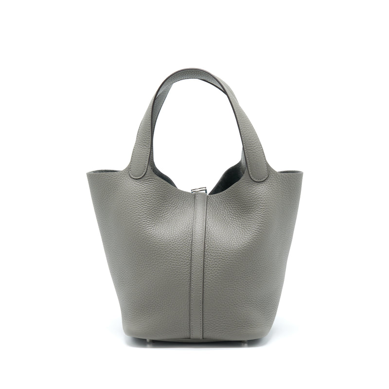 Hermes Picotin 22 Lock Bag Clemence 0L Gris Meyer SHW Stamp U