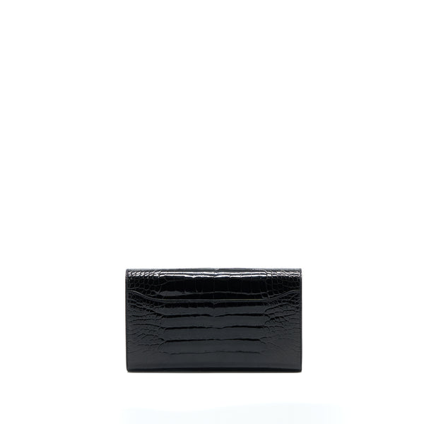 Hermes Constance Long Wallet Alligator Black GHW Stamp Square R