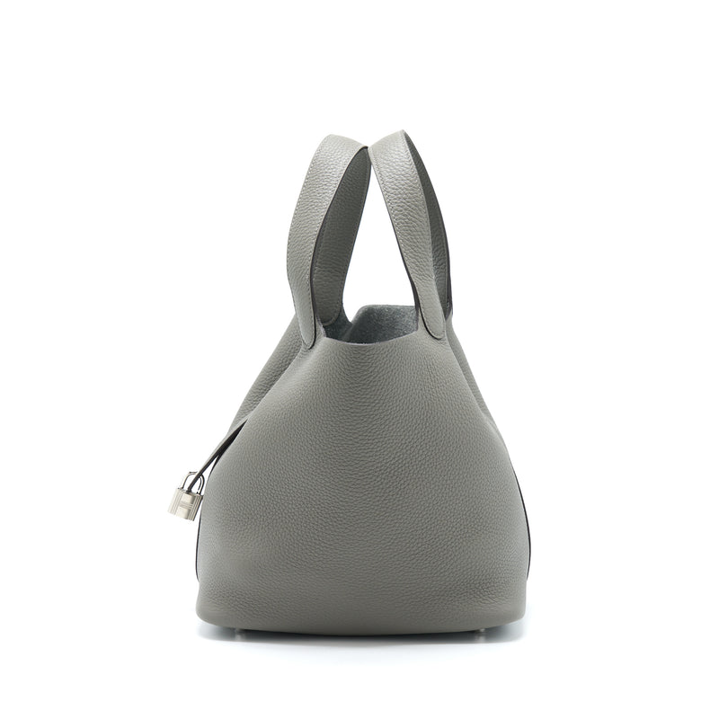 Hermes Picotin 22 Lock Bag Clemence 0L Gris Meyer SHW Stamp U