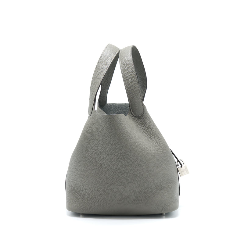 Hermes Picotin 22 Lock Bag Clemence 0L Gris Meyer SHW Stamp U