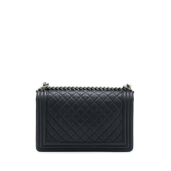 Chanel New Medium 28cm Boy Bag Caviar Black Ruthenium SHW