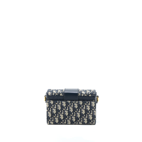 Dior 30 Montaigne Mini Box Bag Blue Oblique GHW