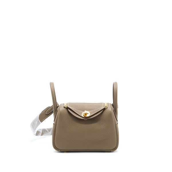 Hermes Mini Lindy Clemence Etoupe GHW Stamp Z