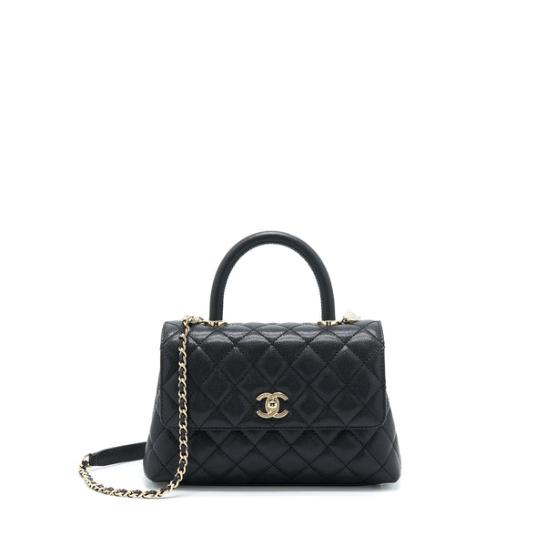 Chanel Small Coco Handle Caviar Black LGHW (Microchip)