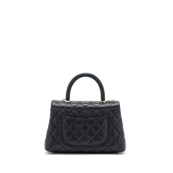 Chanel Small Coco Handle Caviar Black LGHW (Microchip)