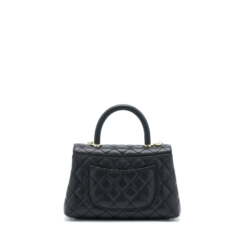 Chanel Small Coco Handle Caviar Black LGHW (Microchip)