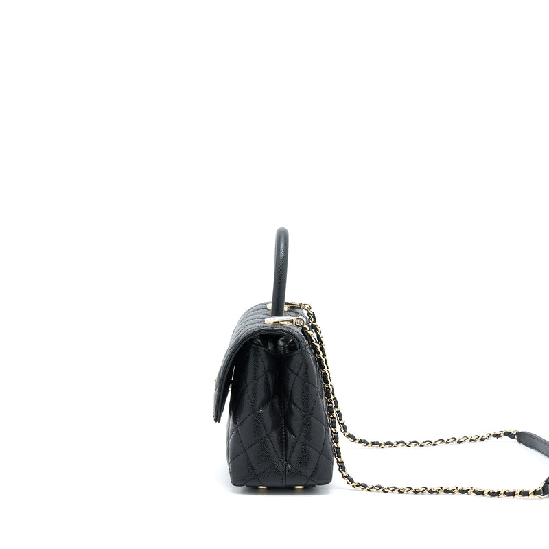 Chanel Small Coco Handle Caviar Black LGHW (Microchip)