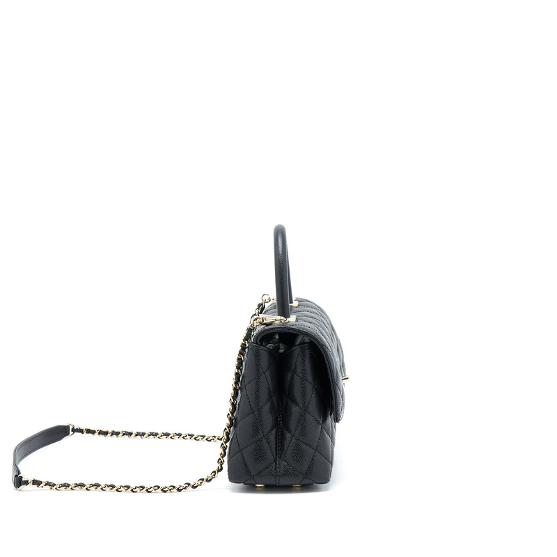 Chanel Small Coco Handle Caviar Black LGHW (Microchip)