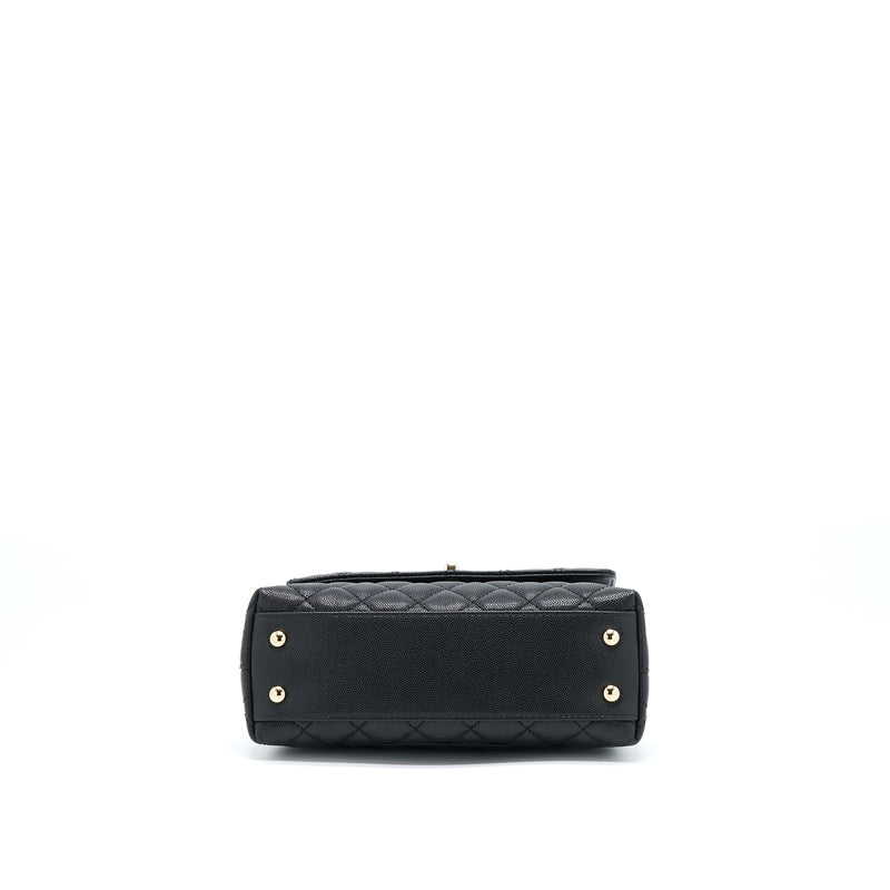 Chanel Small Coco Handle Caviar Black LGHW (Microchip)