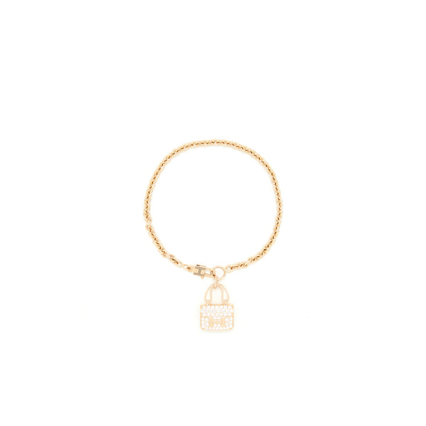 Hermes Size SH Amulettes Constance Bracelet Rose Gold With Diamonds
